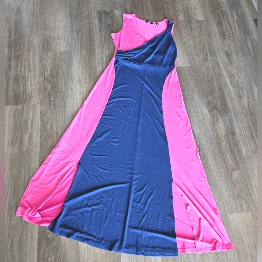 Navy & Fuschia Long Dress